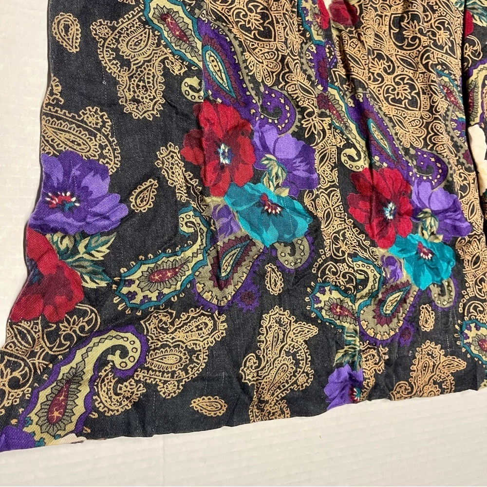 Vintage Modiano Women’s Floral Paisley Black Skirt Boho Rayon Sz 18 Made in USA - Picture 3 of 10
